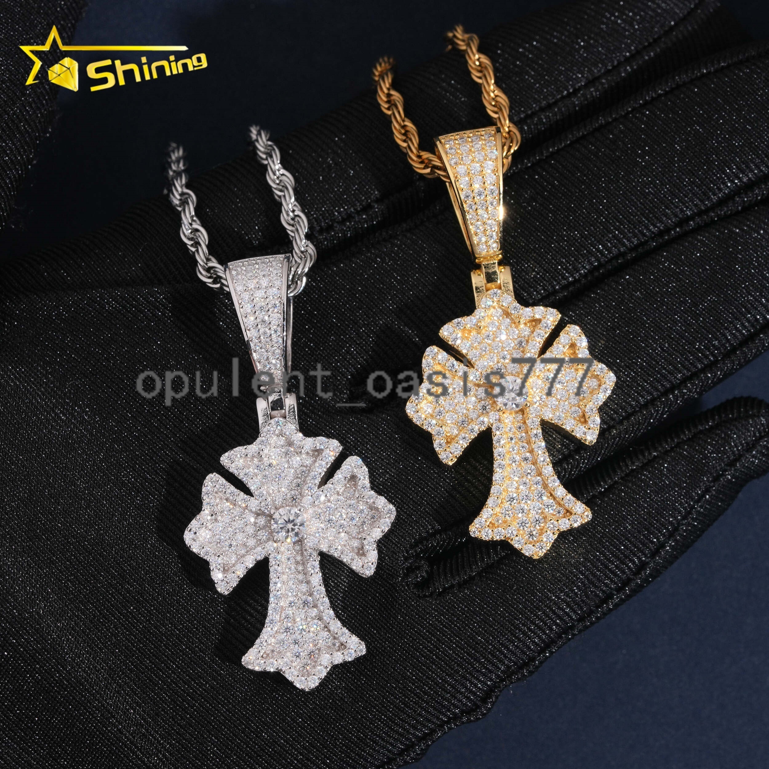 Local Stock Fast Shipping Pass Diamond Tester 925 Silver Iced Out Hip Hop Moissanite Cross Pendant