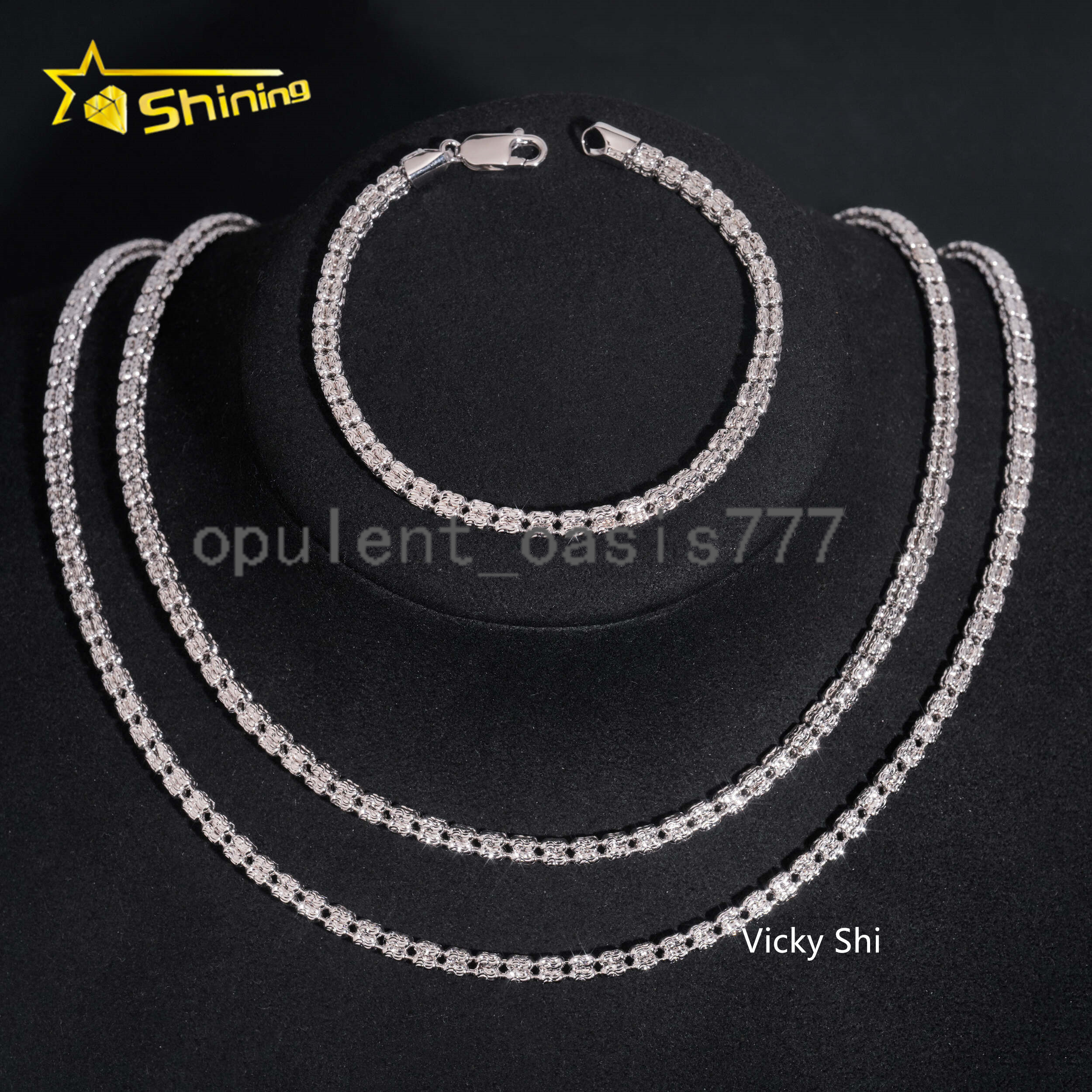 Best Selling 925 Sterling Silver Jewelry 4MM Rope Chain Beads Hip Hop Necklace Men Franco Chain Cuban Link
