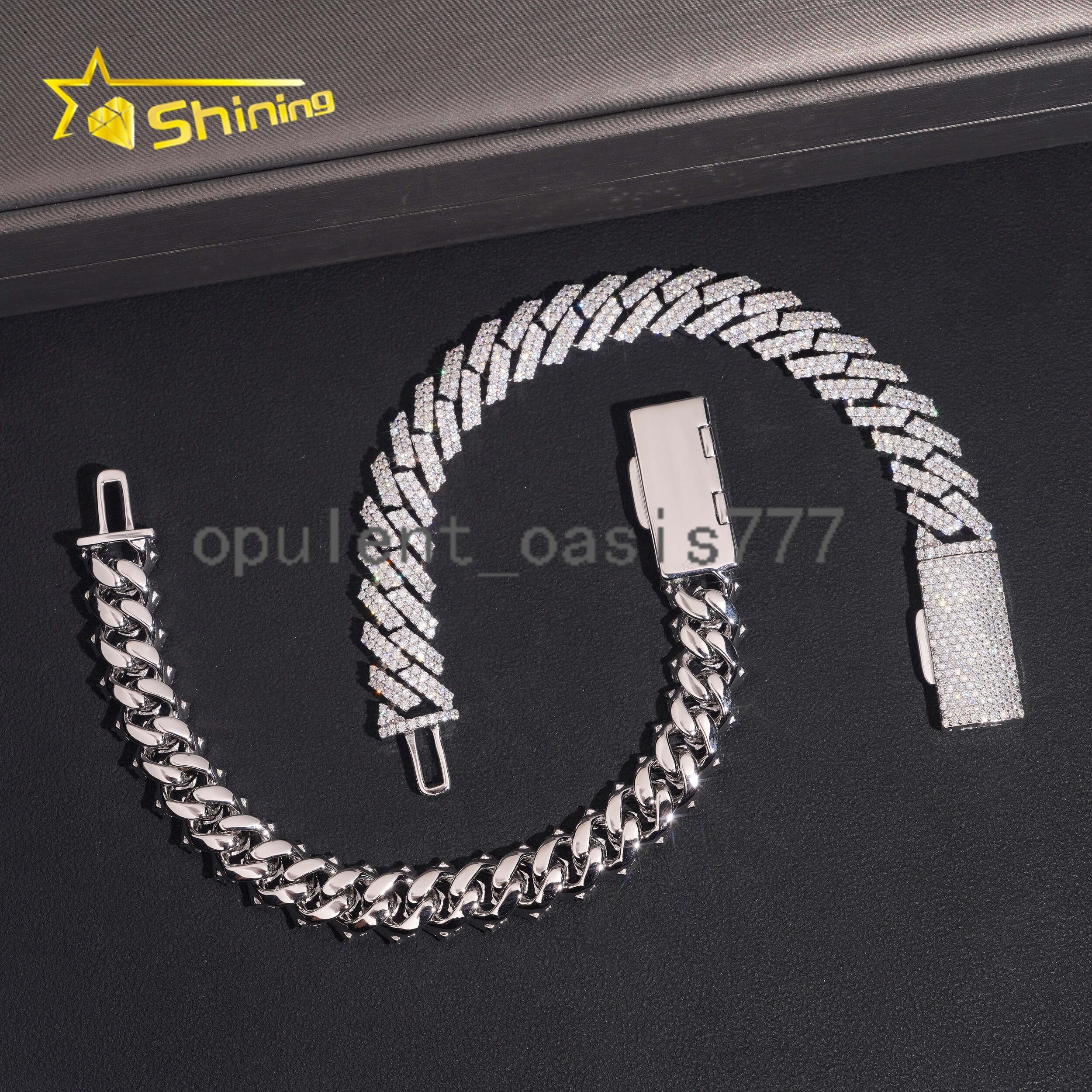 Pass Diamond Tester Fire Jewelry Fashion Hip Hop Style 12mm Cuban Link Chain Bracelet 925 Sterling Silver Moissanite USA Stock