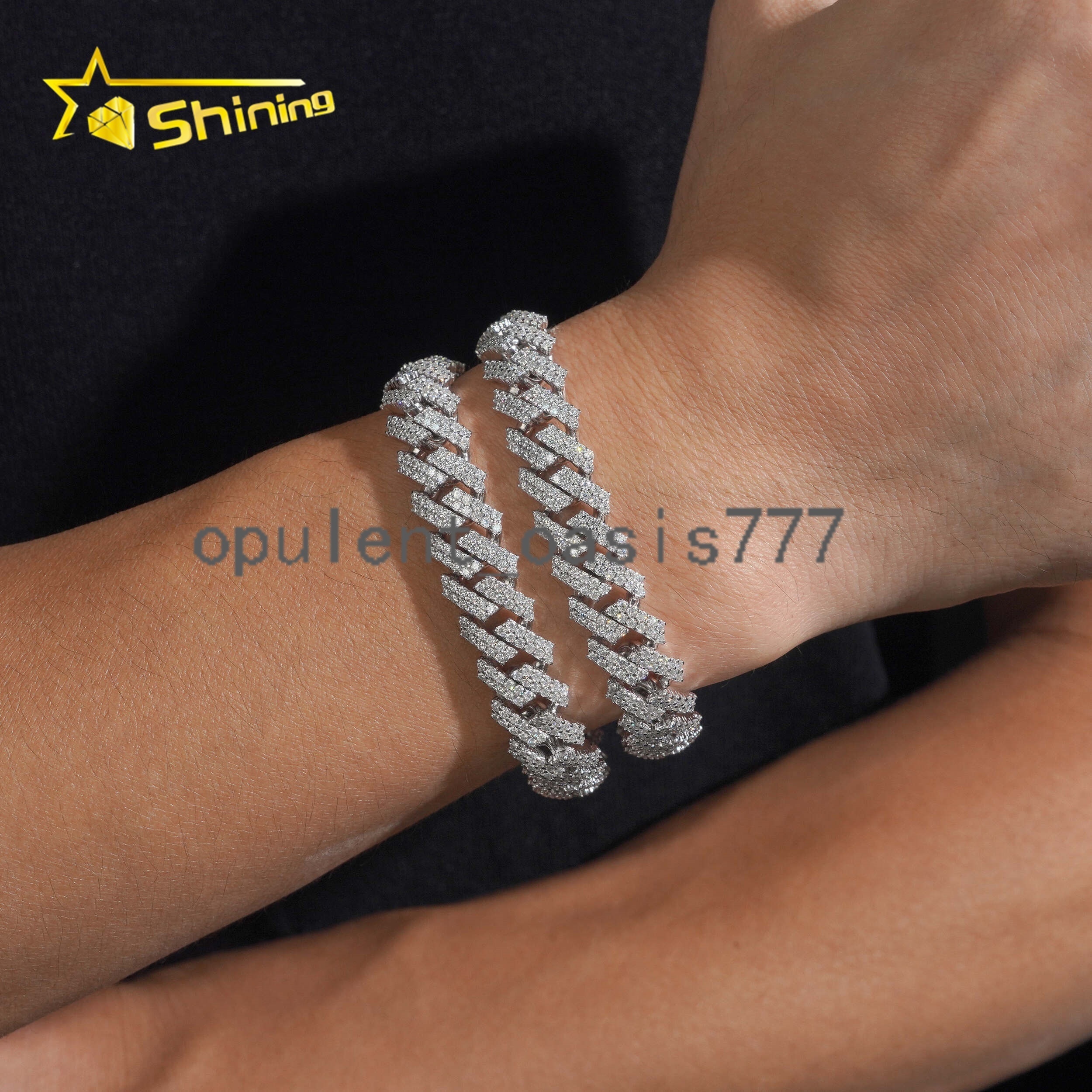 Pass Diamond Tester Fire Jewelry Fashion Hip Hop Style 12mm Cuban Link Chain Bracelet 925 Sterling Silver Moissanite USA Stock