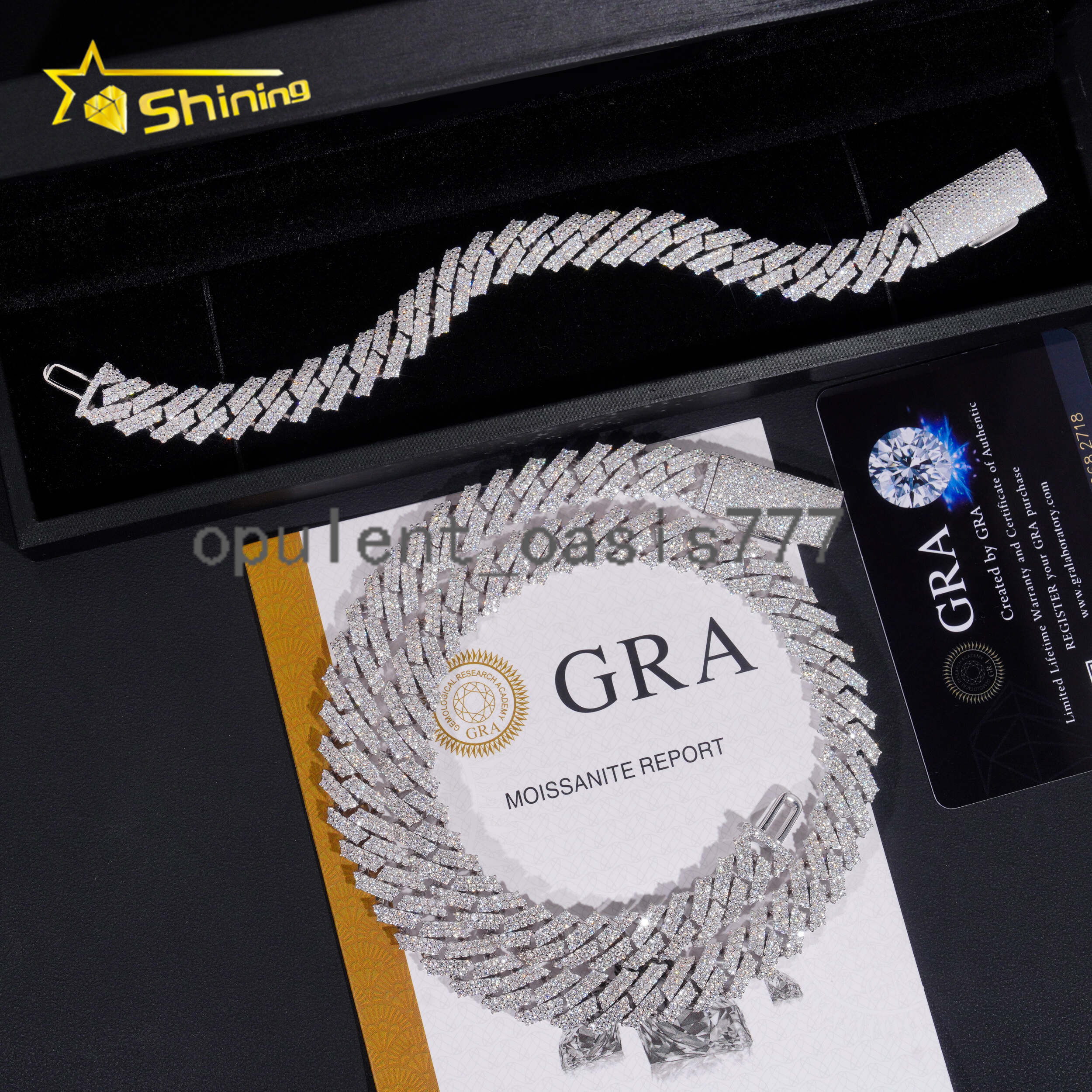 Wholesale 12MM Moissanite Cuban Link Chain Necklace Men Hip Hop Iced Out Vvs Diamond 925 Silver Cuban Chain