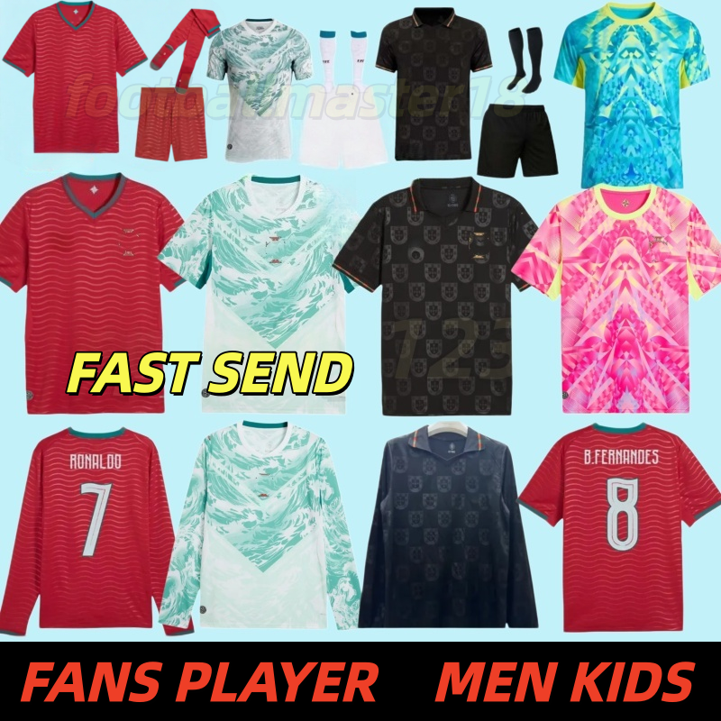 25 26 27 Cristiano RoNalDo maillot portugal jersey WORLD 2026 2027 B.FERNANDES R. Leao JOAO FELIX PEPE BERMARDO Portuguese football shirt Men Kids kit