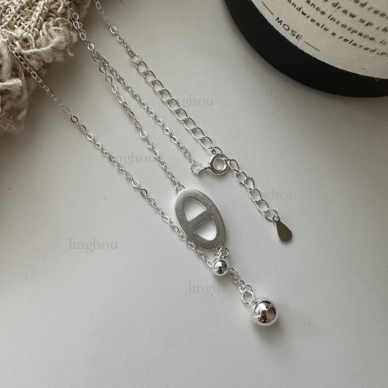 2026 Pure Silver Designer Necklace Luxury Brand Women's Jewelry Accessories High-quality Fashion Double Ring Pig Nose Necklace Trend Essential Co