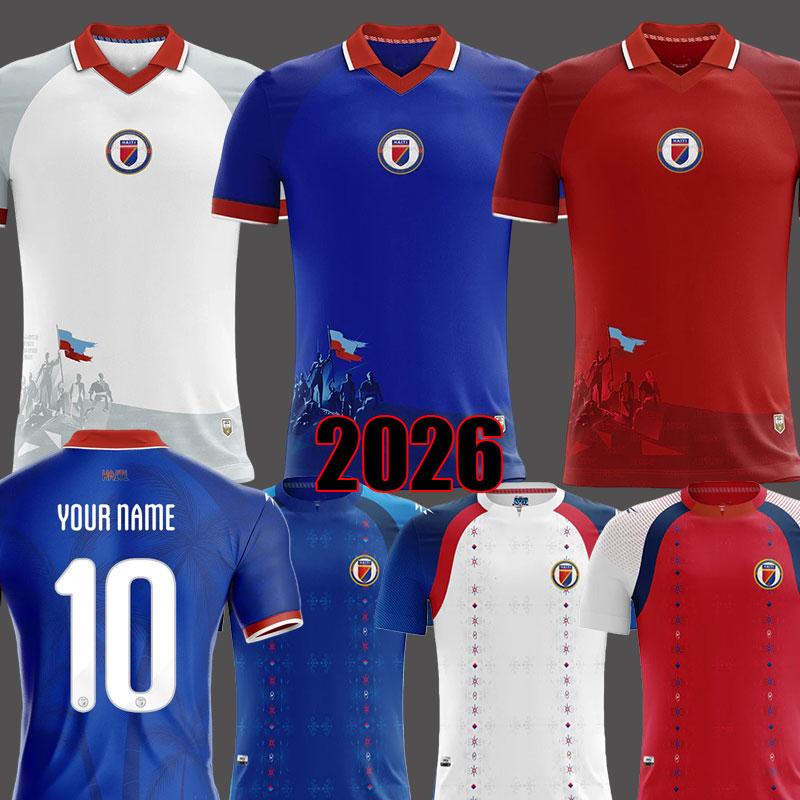 2026 Haiti World Cup soccer jerseys 25 26 27 BELLEGARDE ARCUS ISIDOR NAZON PICAULT CASIMIR Home blue away white third Red Haiti Soccer Team football equipments