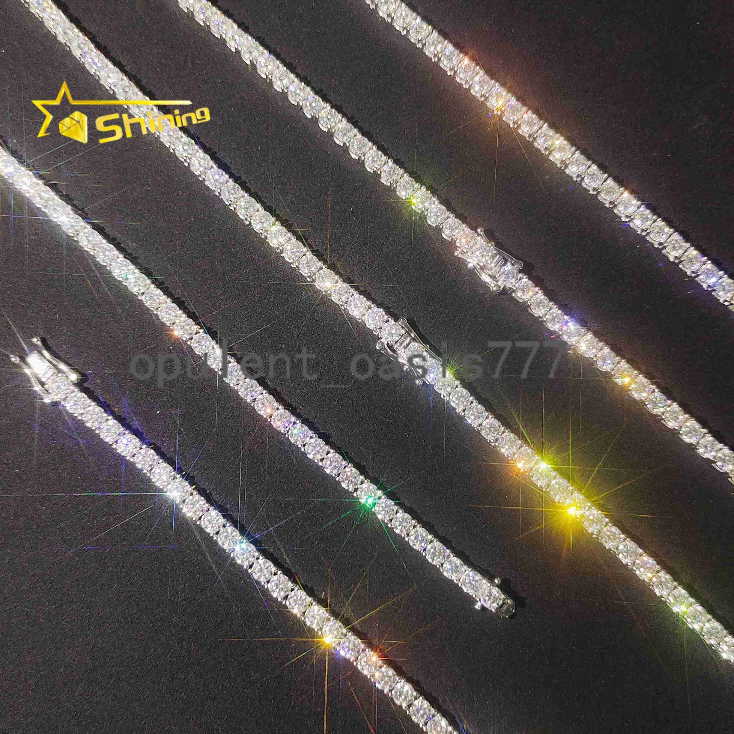 Bulk Stock Drop Shipping Hip Hop Hot Selling Pass Diamond Tester VVS D Moissanite 925 Sterling Silver Tennis ChainBracelet