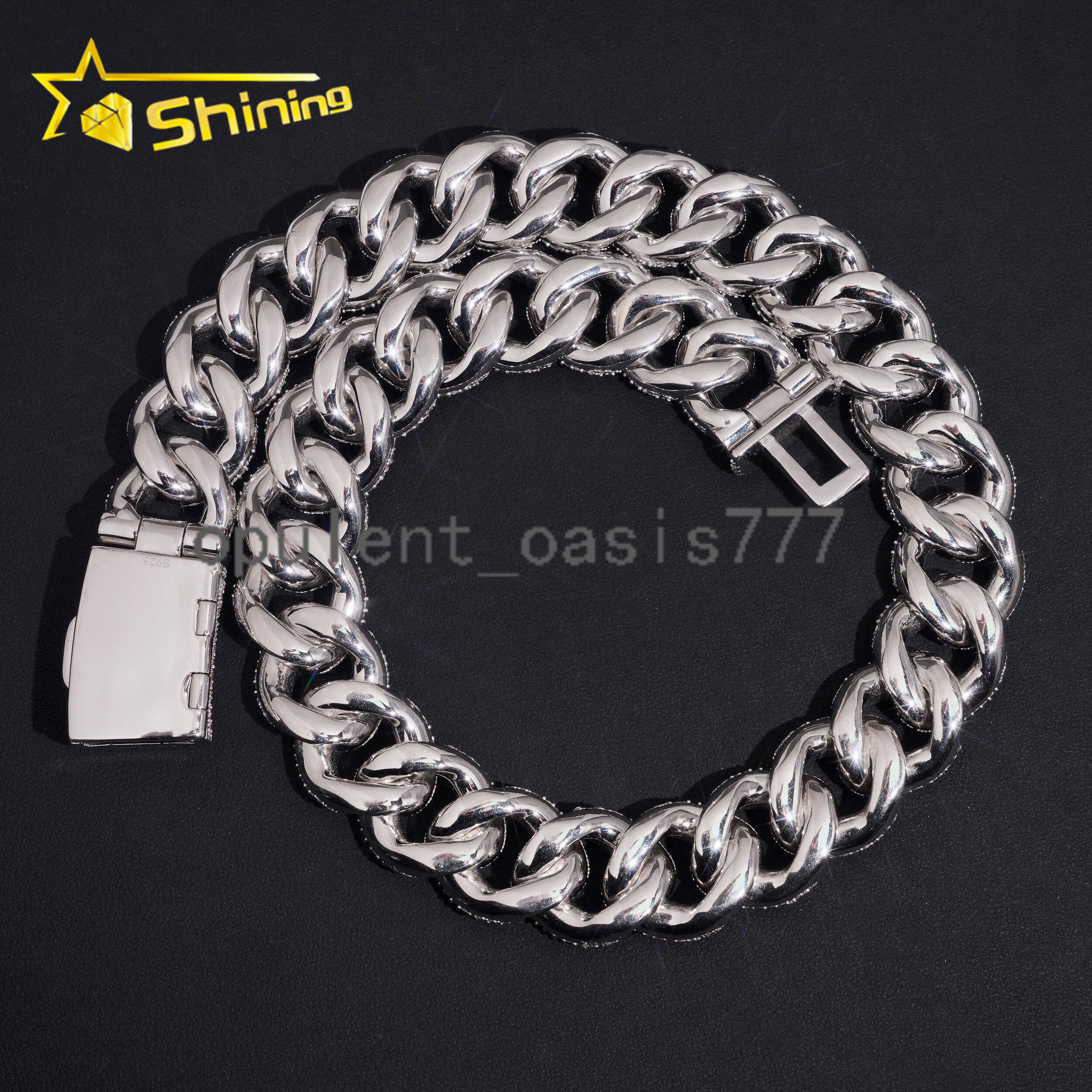 Luxury Big Size 23mm Cuban Link Chain 925 Sterling Silver Moissanite Hip Hop Jewelry Custom Moissanite Chain Cuban for Men