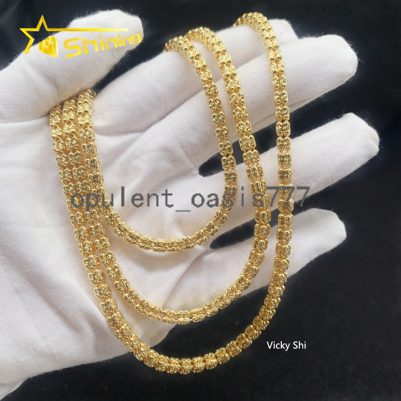 Fine Jewelry Gold Plated 925 Sterling Silver 4MM Link Chain Necklace Fashion Men Hip Hop Rope Chain Necklace