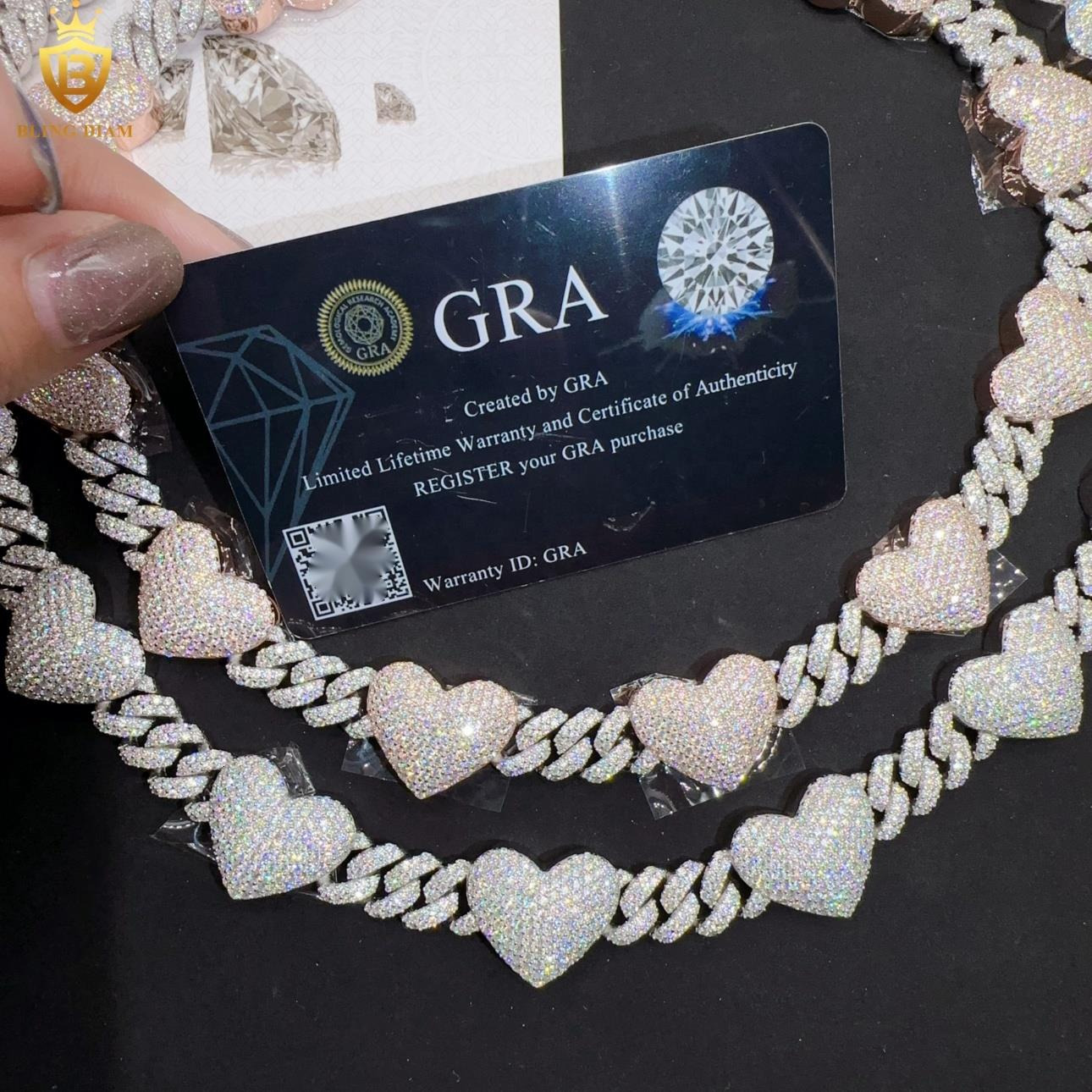 High Quality Fine Jewelry D Color VVS Moissanite Diamond High Quality Iced Out Buss Down Necklace Miami Cuban Link Chain