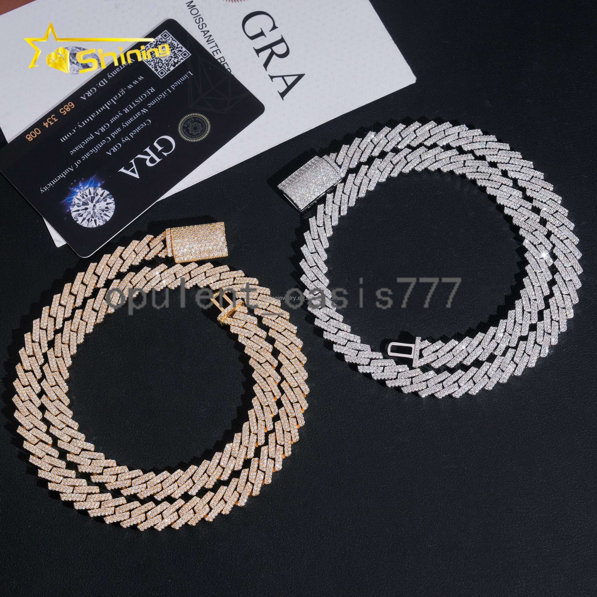 Bulk Stock New Arrivals Prong Setting GRA Certificate S925 10mm Iced Out VVS Moissanite Miami Cuban Link Chain Bracelet Set