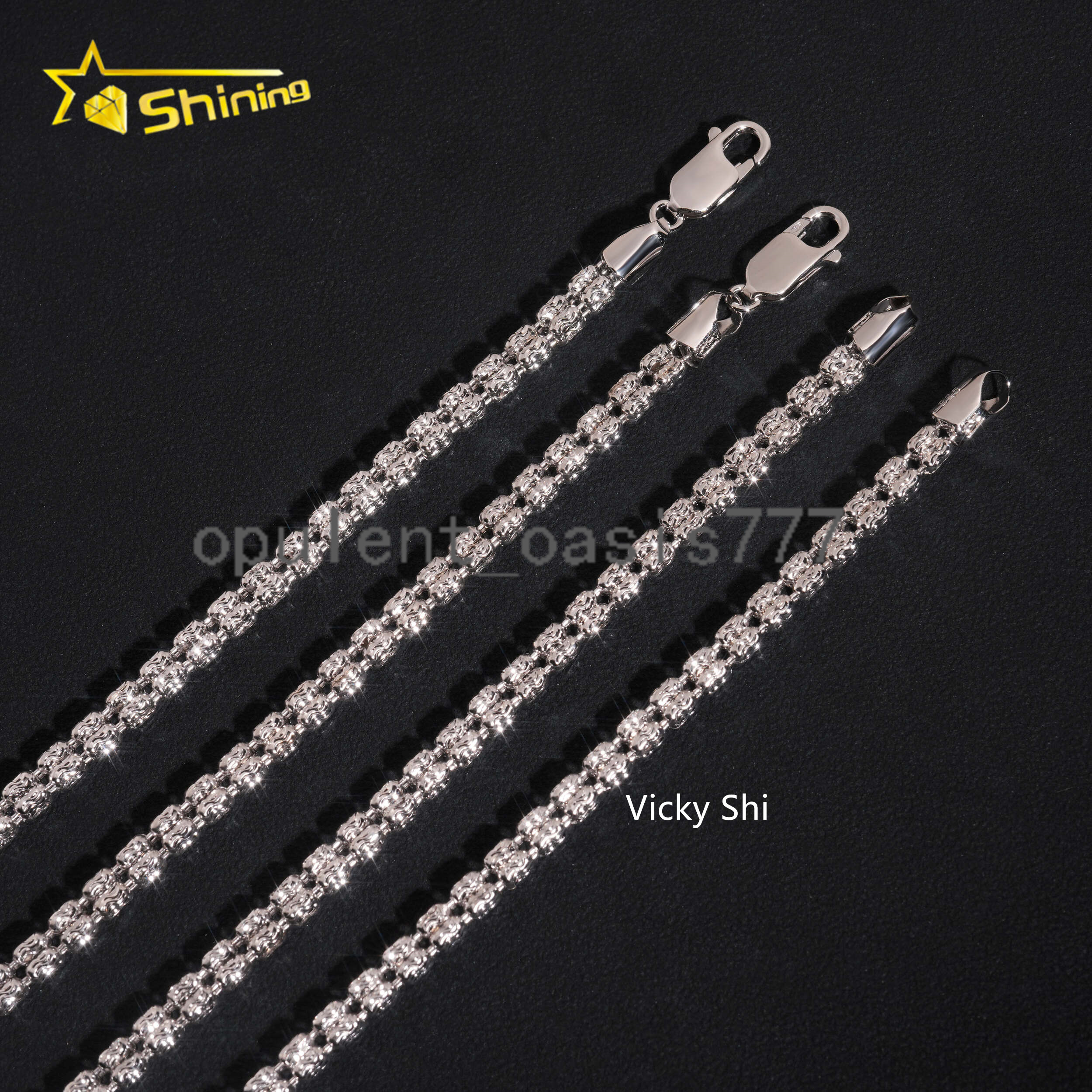 Best Selling 925 Sterling Silver Jewelry 4MM Rope Chain Beads Hip Hop Necklace Men Franco Chain Cuban Link