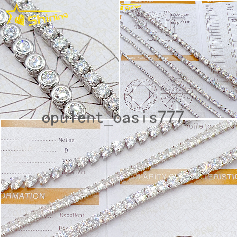Fast Delivery Hot Sale 925 Sterling Silver Necklace Bracelet Pass Diamond Tester GRA Certified VVS Moissanite Tennis Chain