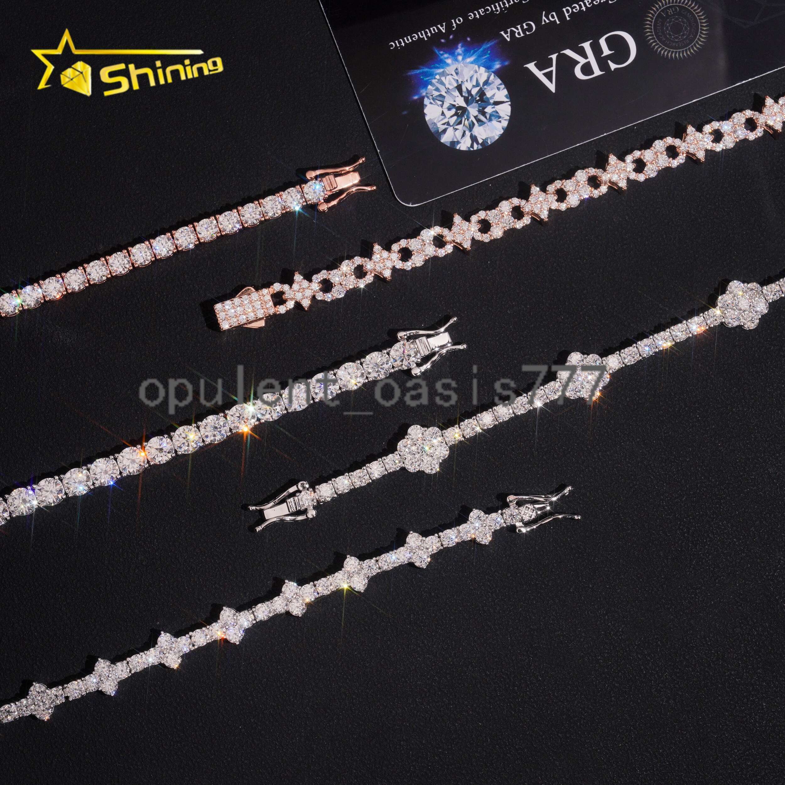 Hot Sell Moissanite Tennis Bracelet Fine Jewelry 925 Silver Man Bracelet Iced Out Mixed Design Flower Cross Moissanite Bracelet