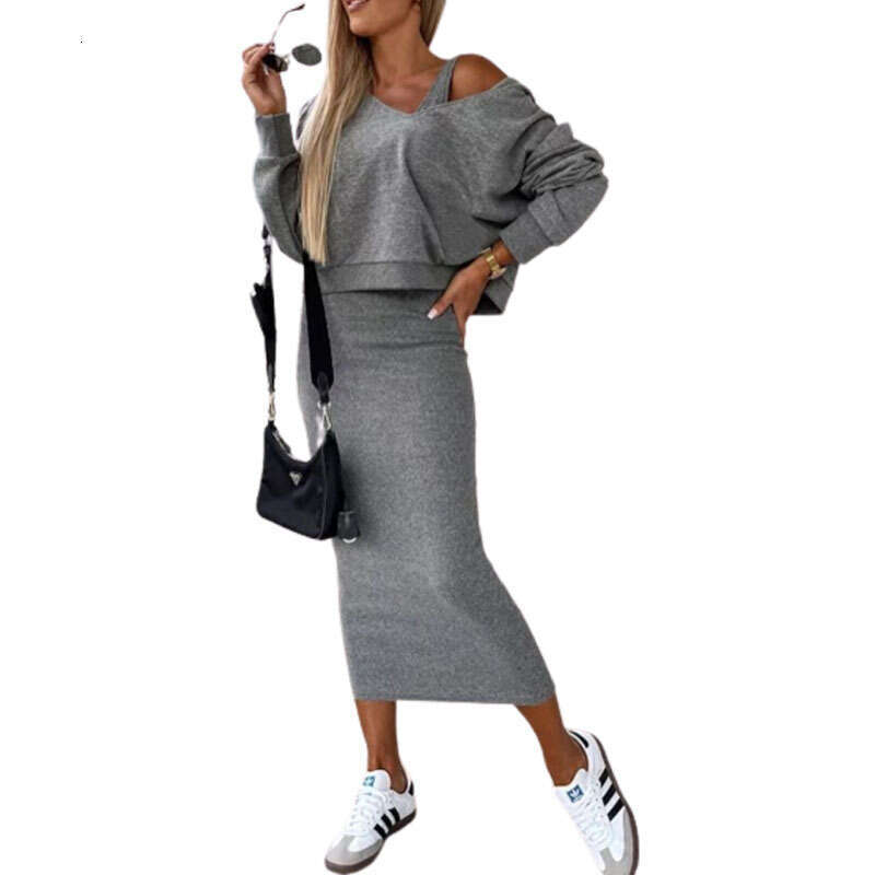 2026 New European and American Sleeveless Dress Hooded Sweatshirt Short Top Set