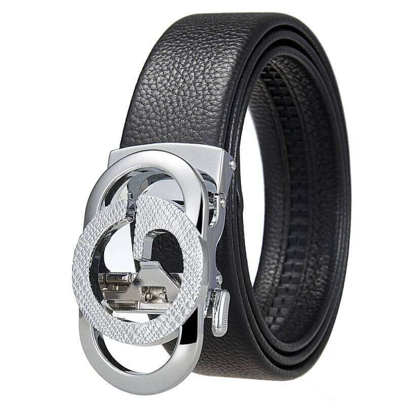 Men's Leather With Automatic Metal Buckle, High-Quality Luxury Belt For Men, Famous Brand, Wristband Chunjinqiuli