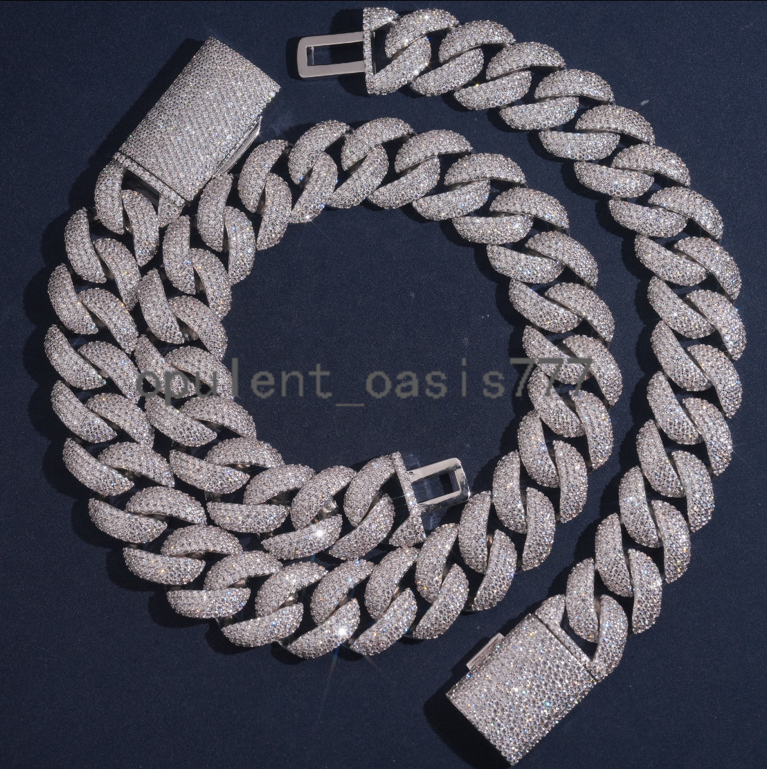 Fashion Jewelry Iced Out Custom Moissanite 20MM D Color VVS Moissanite Diamond 925 Sterling Silver Cuban Link Chain Necklace