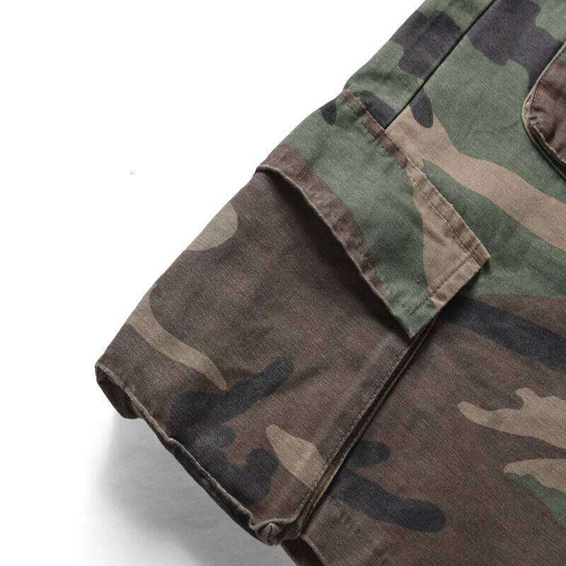 Summer Men's Camouflage Multi-Pocket Elastic Waist Military Camo Cargo Shorts Male