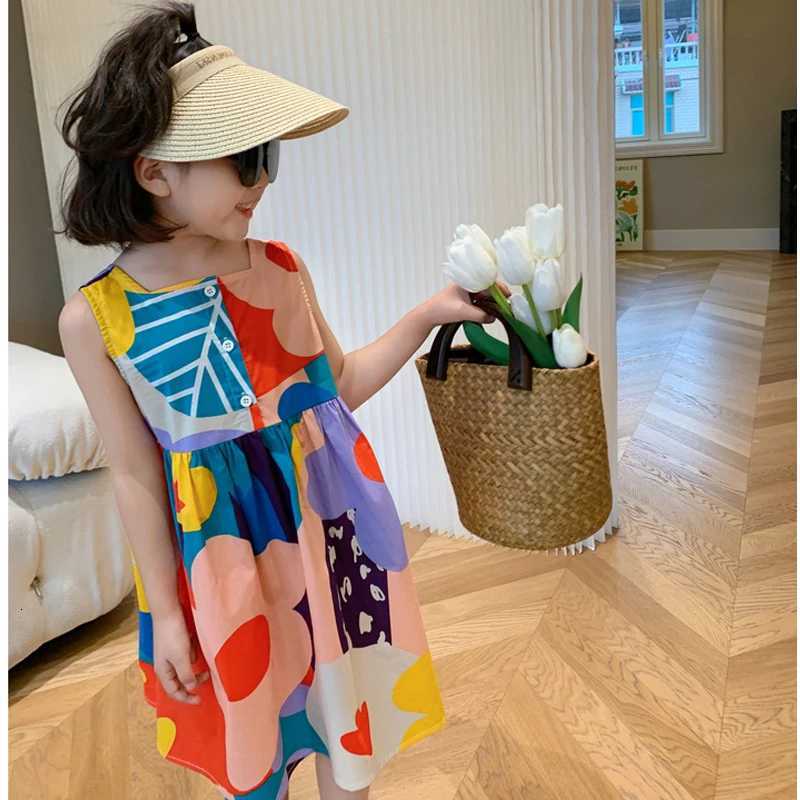 Humor Bear Summer Sundress Girls Dress Casual Color Contrast Clothing Jumper Striping Holiday Wear Childrens ClothingT260330