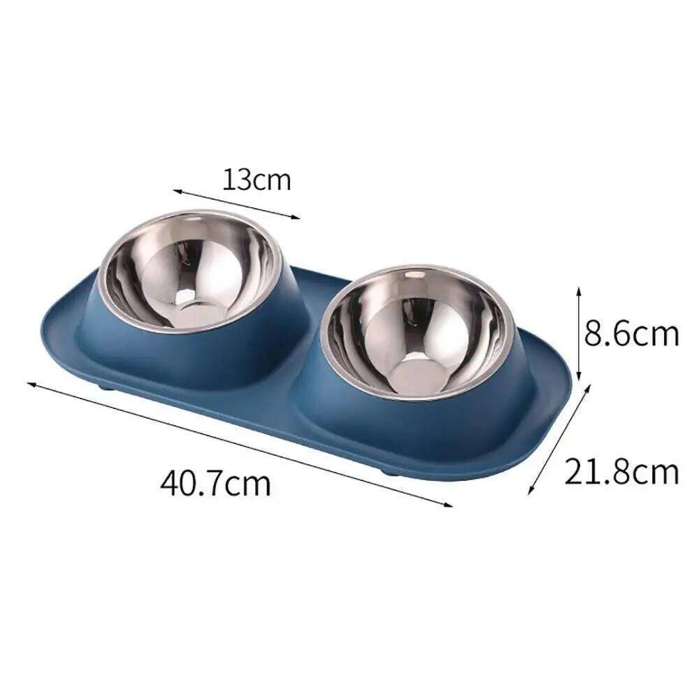Stable Double Bowls Stainless Steel Elevated Dog Water Bowl Detachable Prevent Overflow Cat Food Container Pet Supplies 26W0330
