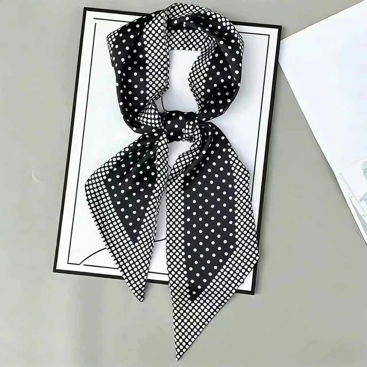 2026 New Dotted Silk Scarf band Wraps Fem Neckerchief French Korean Style Scarves Printed Scarf Small Long Scarf 15145cm X260328