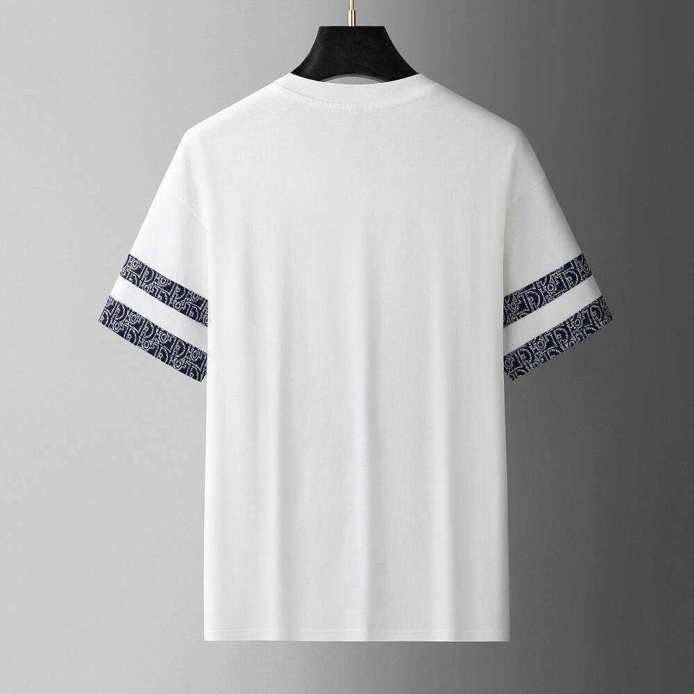 European high-end letter embroidery short-sleeve t-shirt, luxury new summer trendy loose-fitting top, round-neck half-sleeve shirt