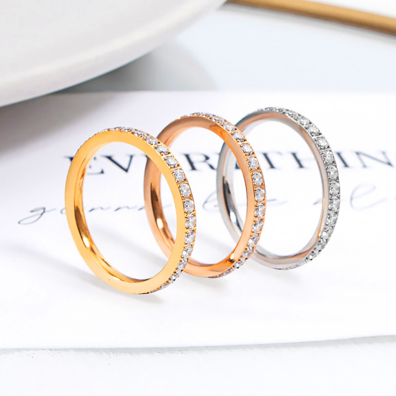 Ring Diamond Full Circle Titanium Steel Inlaid Zircon Ring Couple Starry Sky Ring For Women Jewelry Ring
