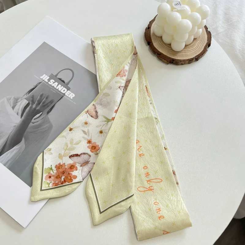New Long Bag Scarf Wen Hair Band ccessories Print Skinny Scarves band Satin Ribbon Neck Tie Decorative Bag Scarves X260328