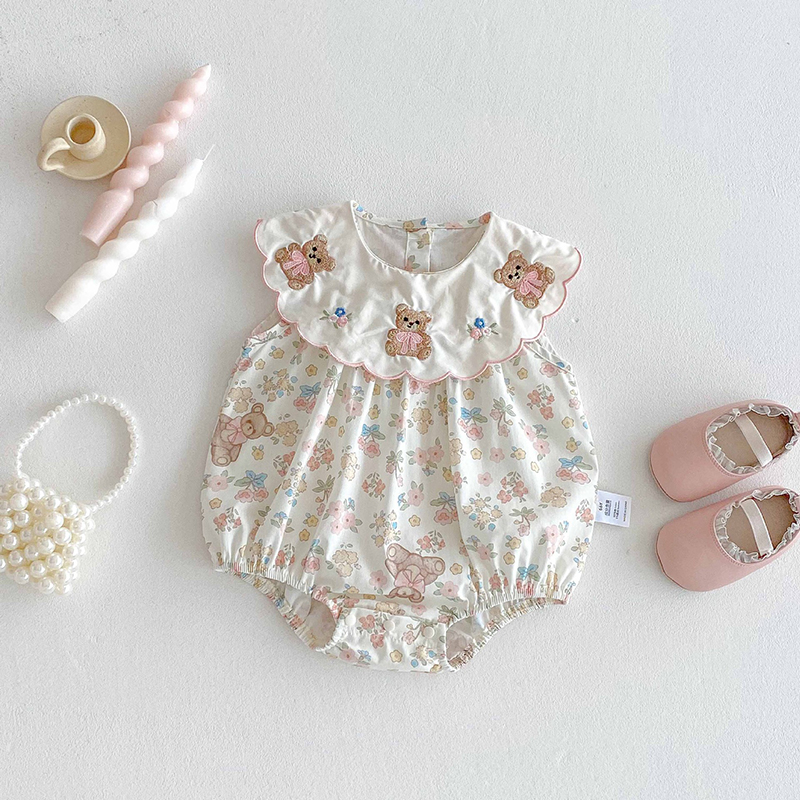 Newborn summer Korean version baby girl jumpsuit new crawling clothes thin baby clothes