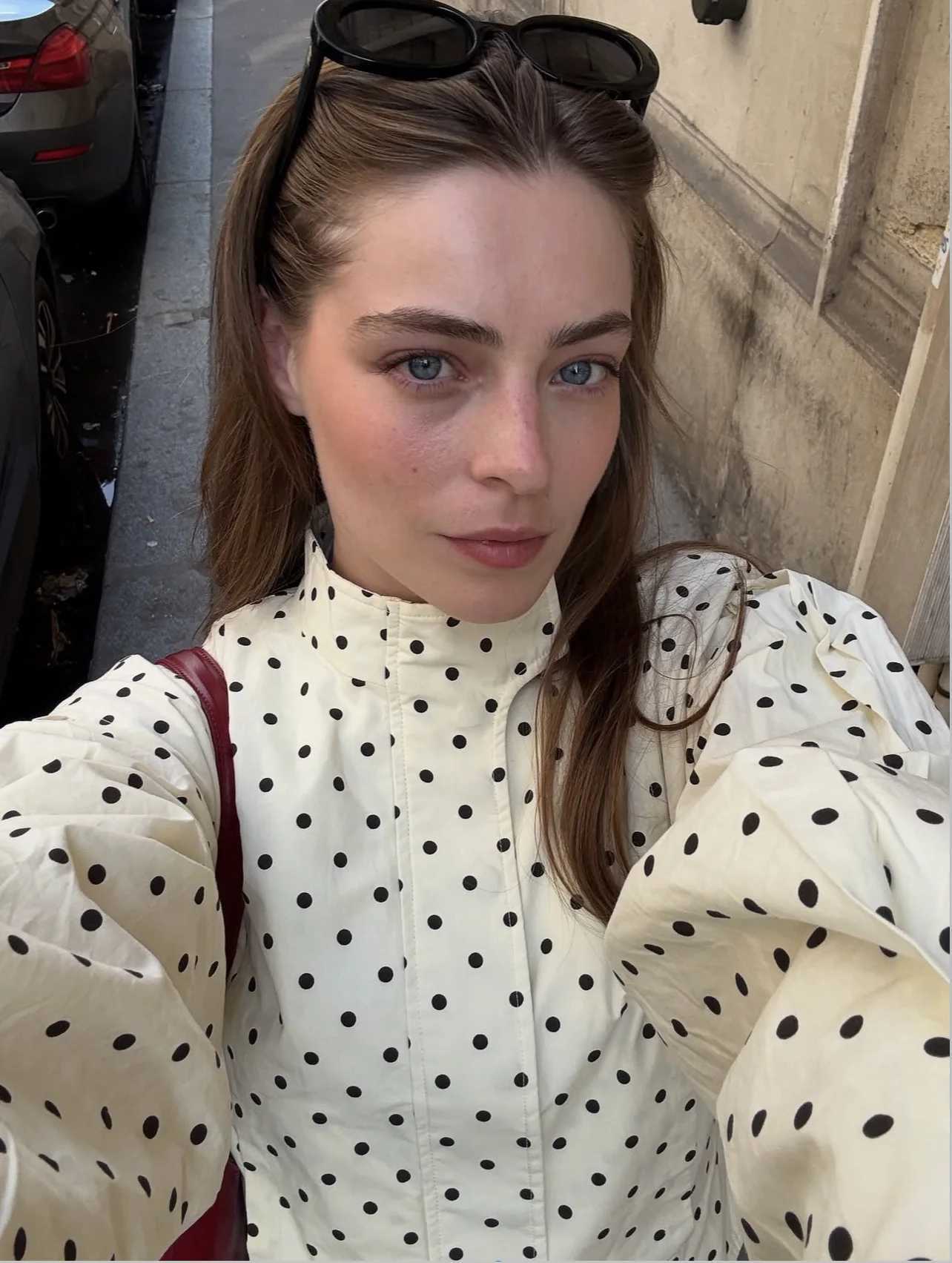 Polka Dot Print Stand Neck Short Jacket Coats Women Casual Long Sleeve Zip Jackets 2026 Spring New Elegant Ladies Outerwear TopsT260328