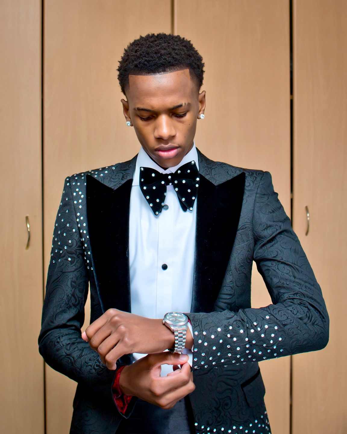 Shiny Beaded Mens Suits 2 Piece Jacket Pants Crytal Shawl Lapel Wedding Groom Tuxedos Prom Party Traje Hombre Customized