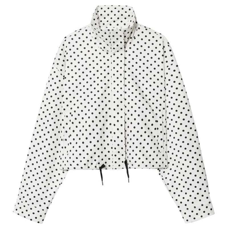 HXAO Polka Dot Bomber Jacket Womens Jackets Demi-Season Oversized Long Sleeve Top Outerwear Aviator Plus Size Zip Up Crop CoatsT260328