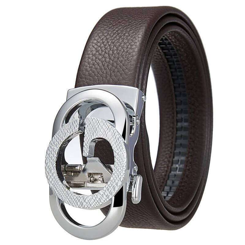 Men's Leather With Automatic Metal Buckle, High-Quality Luxury Belt For Men, Famous Brand, Wristband Chunjinqiuli