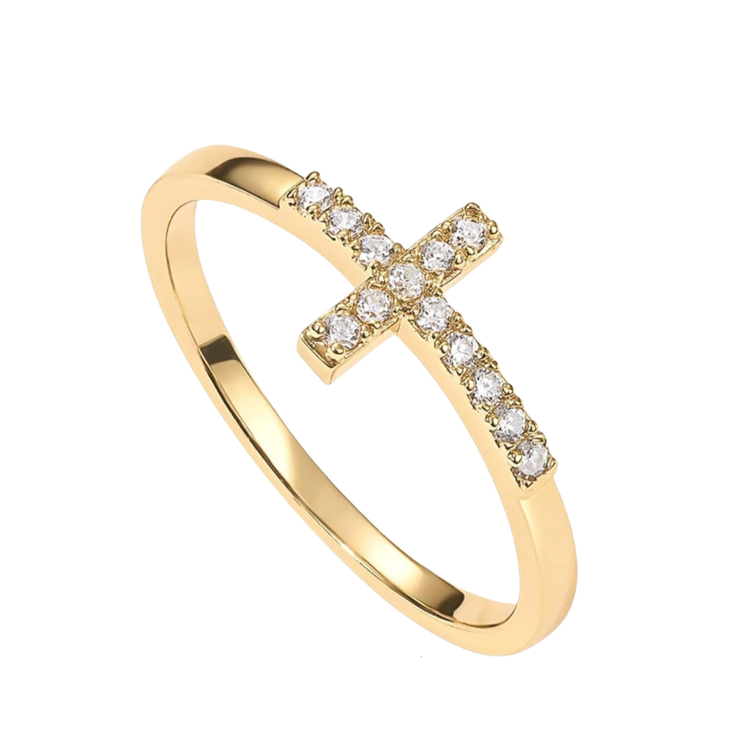 Copper Gold Plated Cross For Women Niche Personality Minimalist Fashion Versatile Ring