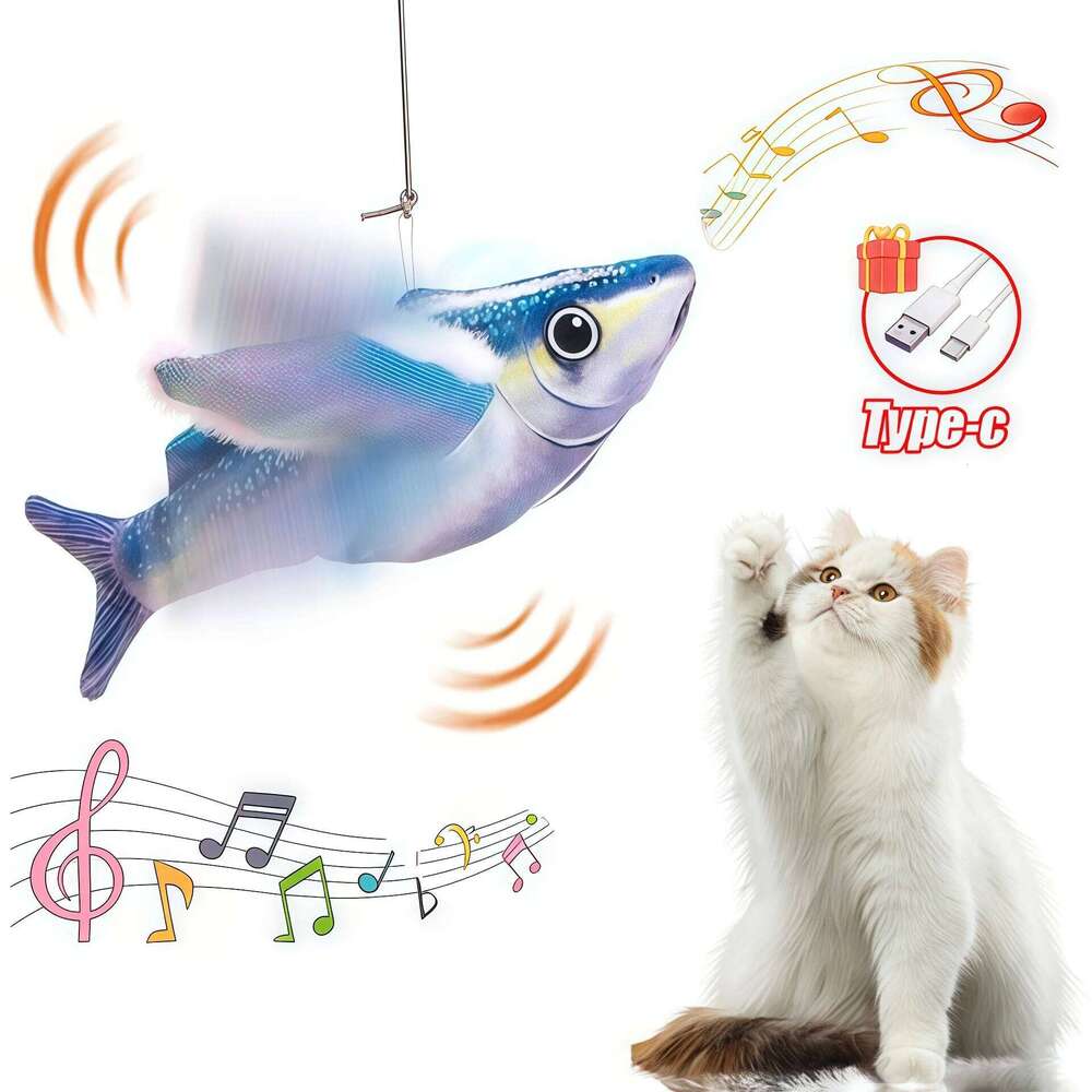 Fish Interactive Cat Toys Rechargeable Chirping Flapping Birdno Flying Can Add Catnip Touch Activated Plush Toy