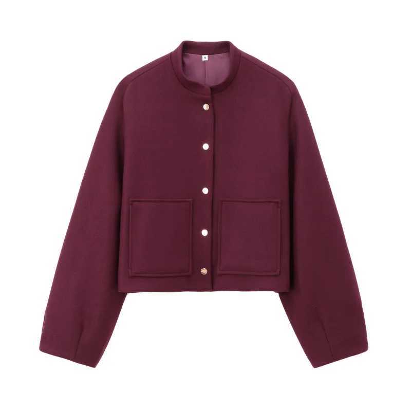 Short bomber jacket with patch pockets ETJ 2025 - New Product - 3D Cut and Loose Fit Long Sleeve Short Coat for WomenT260328