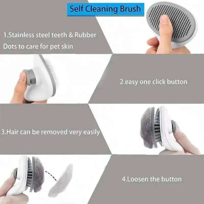 Dog Cat Self Cleaning Pet Hair Remover Brush For Cats Grooming Tools Pets Dematting Comb Dogs Accessories