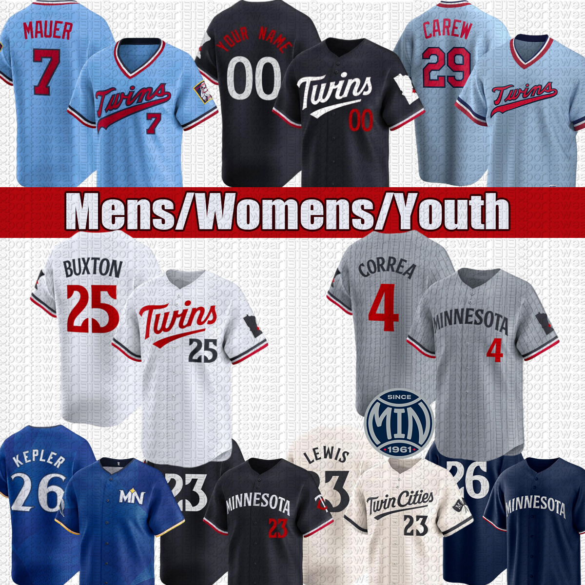 Minnesotas twins jersey #4 Carlos Correa Byron Buxton #59 Duran #49 Lopez Jerseys