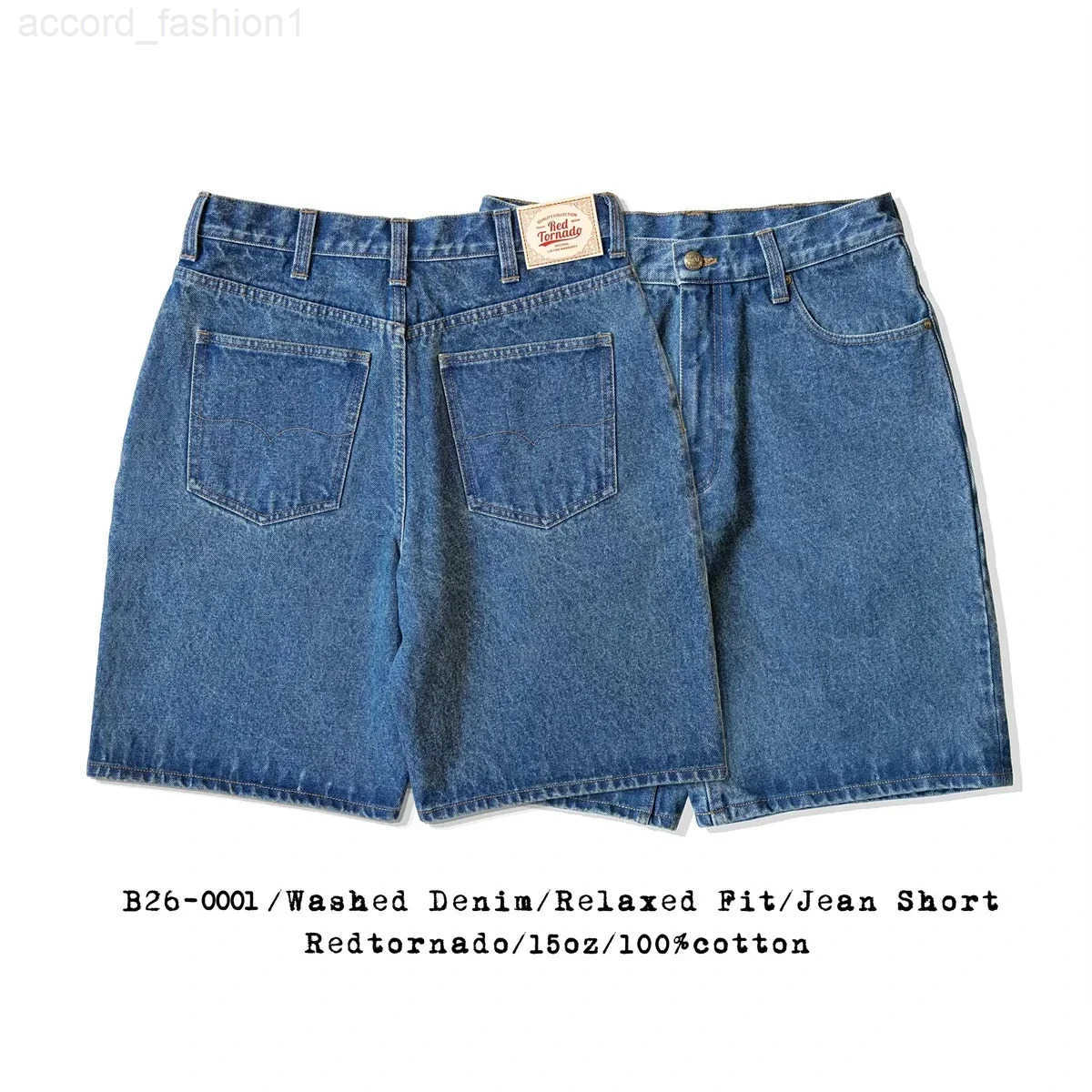 Red Tornado Casual Denim Shorts Loose Straight Fit Vintage Workwear Mens Jean Short H260330