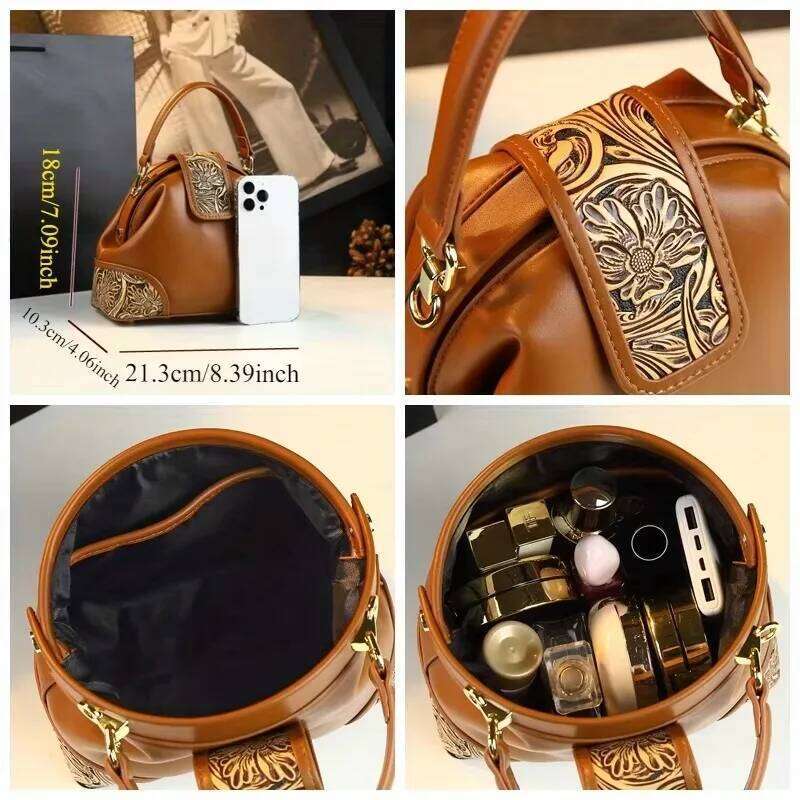 2026 New Fashionable High-End Messenger Elegant Small Handbag Open Single Shoulder Design Leather Bag