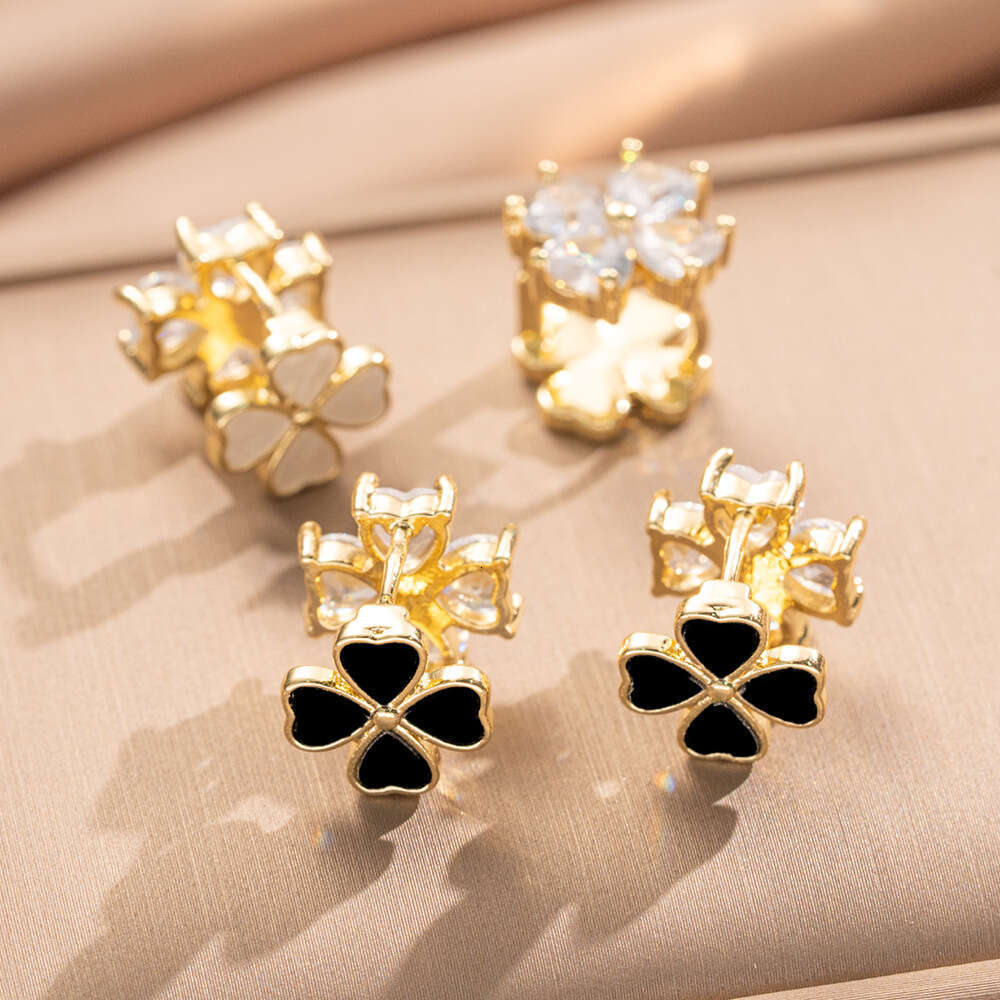 Double-sided Four-leaf Clover Niche High-end Earring Fashionable And Versatile Women's Earrings