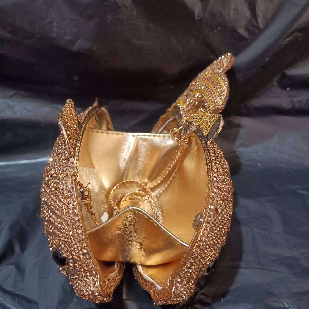 Chinese Embroidery Women Fish Rhinestones Clutch Purse Gold Stones Evening Minaudiere Bags Wedding Bridal Handbags Party Dinner Purses Clutches Bag Cl