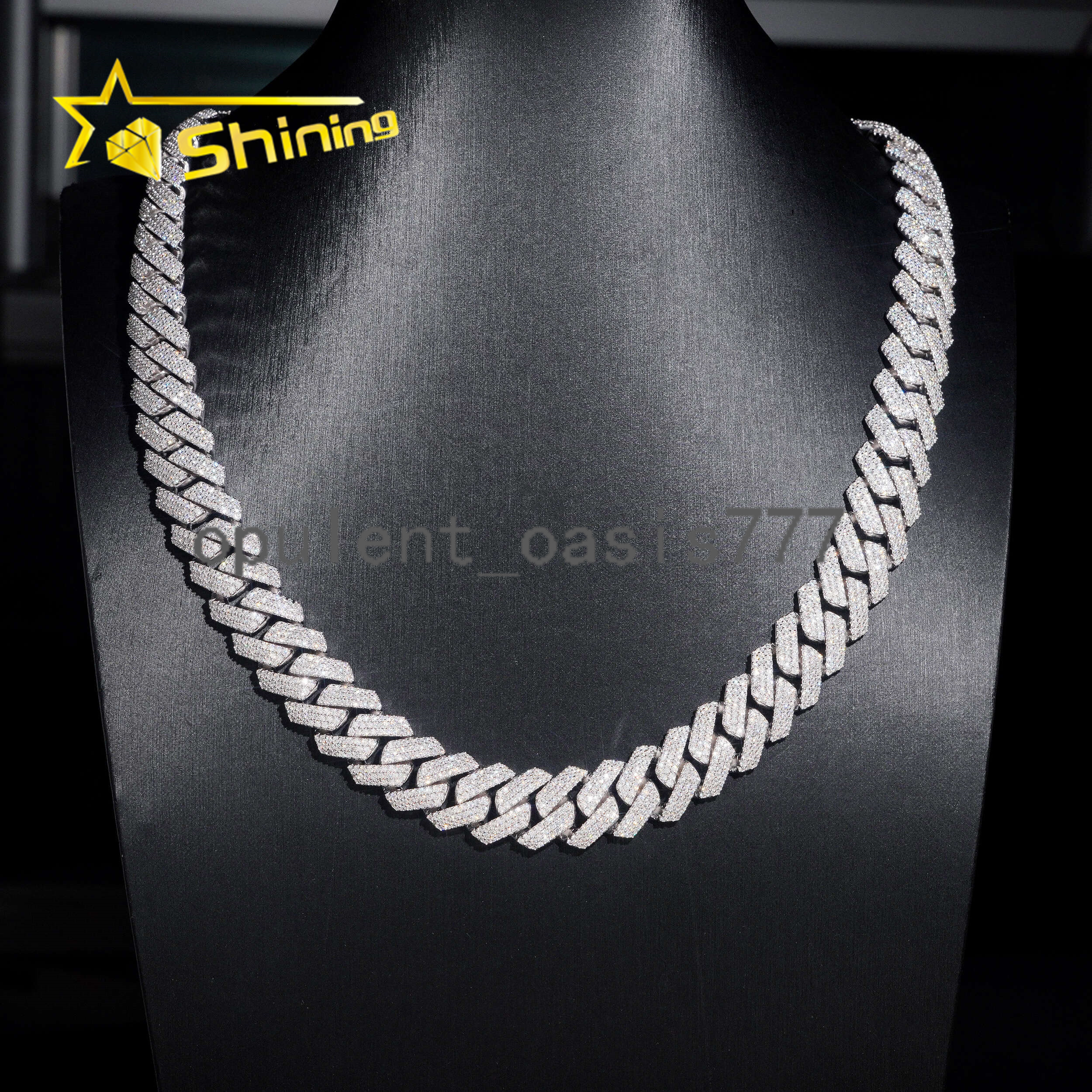 GRA Certificated 15mm 3 Rows Moissanite Cuban Link Chain Hip Hop Jewelry Custom Men 925 Silver Iced Out Diamond Cuban Link