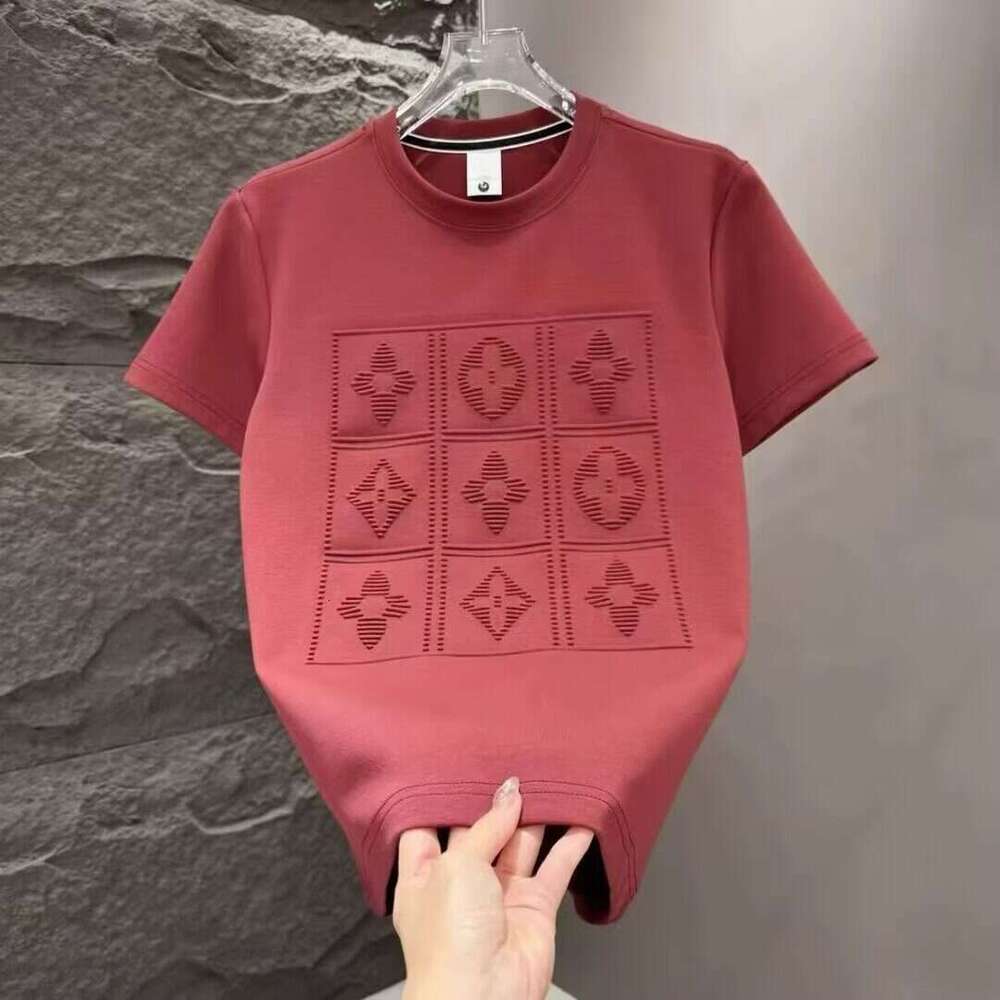 2025 Spring/Summer New Men's Versatile Heavy-Duty Embossed Short-Sleeve T-Shirt, Fashionable and Casual