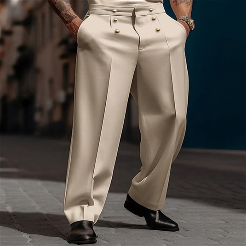 Mens Solid Color Simple Basic Casual Business Daily Trendy Loose Straight Wide Leg Suit Trousers Fashion Male Clothes Pants 260327