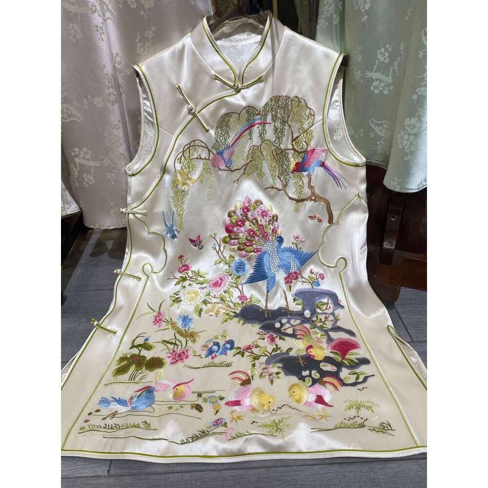 High-End Spring Summer New Women's Cheongsam Chinese Style Embroidery Slim Elegant A-Line Qipao Dress S-Xxl MAKOUFEI