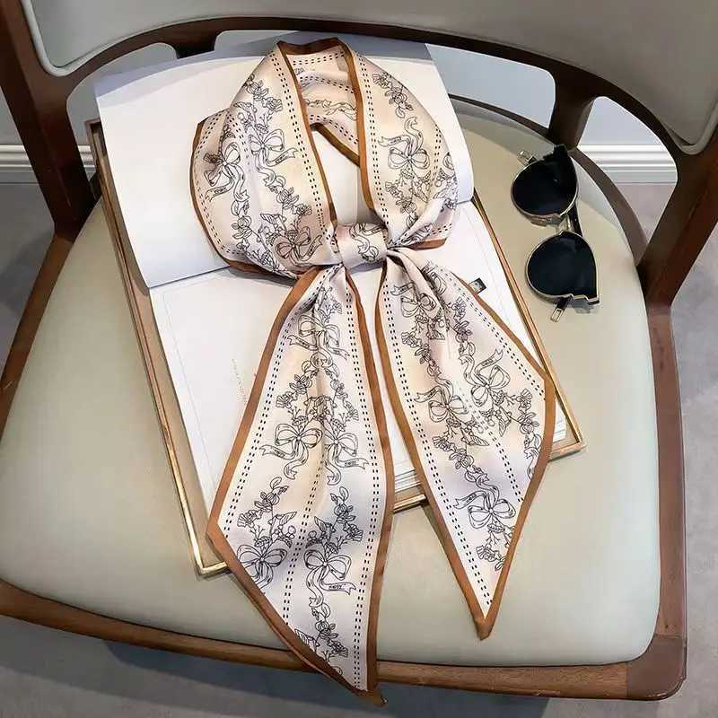 Luxury Chain Print Hair Ribbon Scarf Women Neck Tie Bag Scarfs Satin Silk Skinny Headscarves Ladies Foulard Floral Bands Z260330