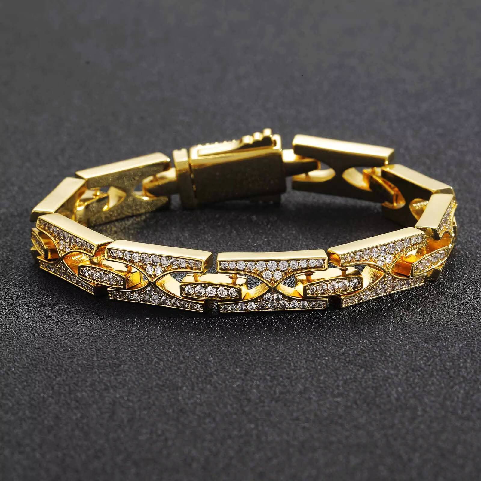 Cross-Border European Hip Hop Bracelet H-Type 10mm Width Spring Fastener Design Cuban Link Chain Unique Hipster Accessories