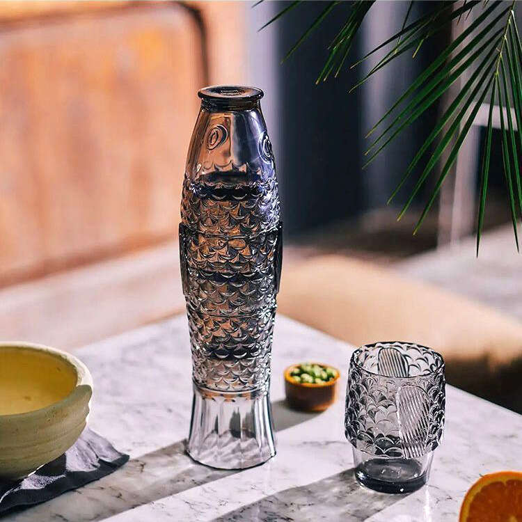 Creative Koi Fish Stacking Fish-Shaped After Year Surplus Four-Piece Set Glass Wine Cabinet Decoration Household Water Cup