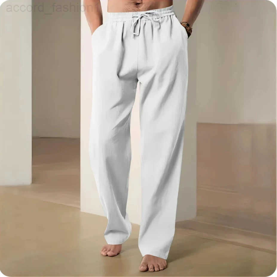 Cotton and linen pants men summer straight leg casual quick drying sports pants men wide leg oversized linen pants 2025 new item H260330