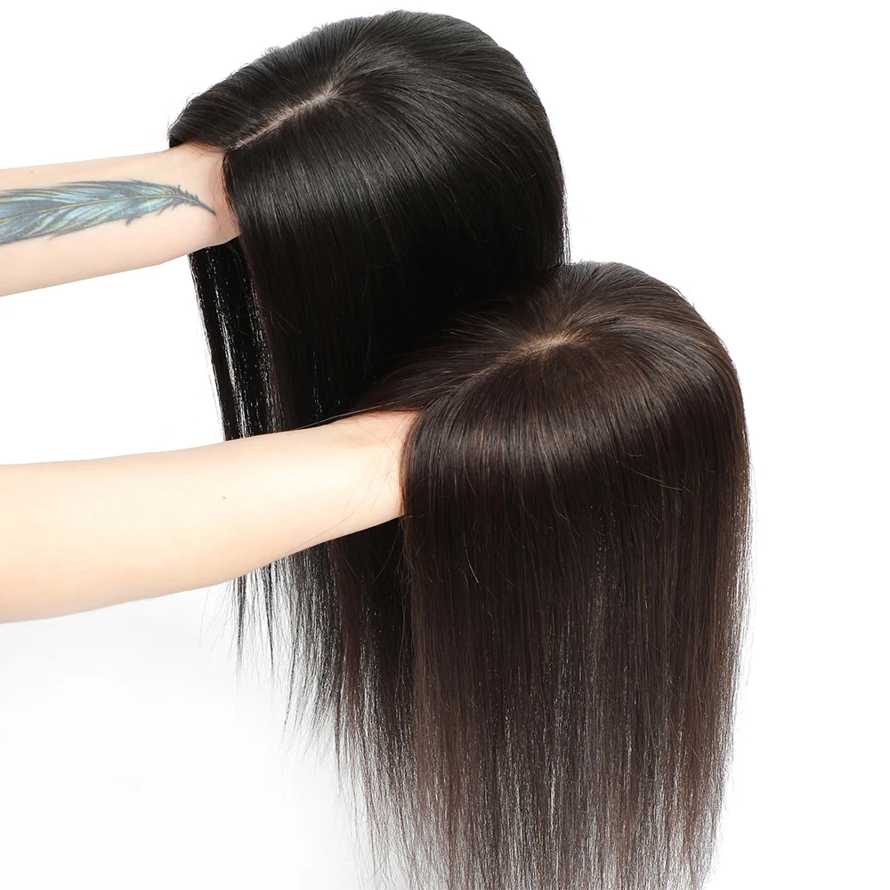 Silk Base Topper European Human Hair Toppers For Women Clip Ins Extension Hairpiece Seamless Coverage Undetectable Toppers 6x6inch 8-20inch