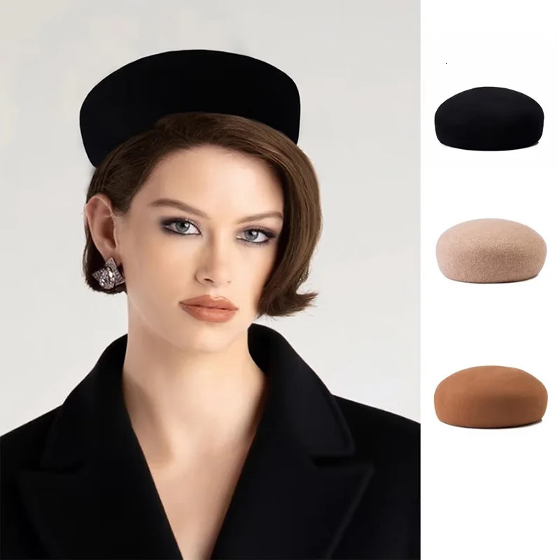 Winter Wool Beret Hat Women Fashion Retro Casual French Style Pillbox Hat Artist Party Church Wedding Fedora Hat 260324